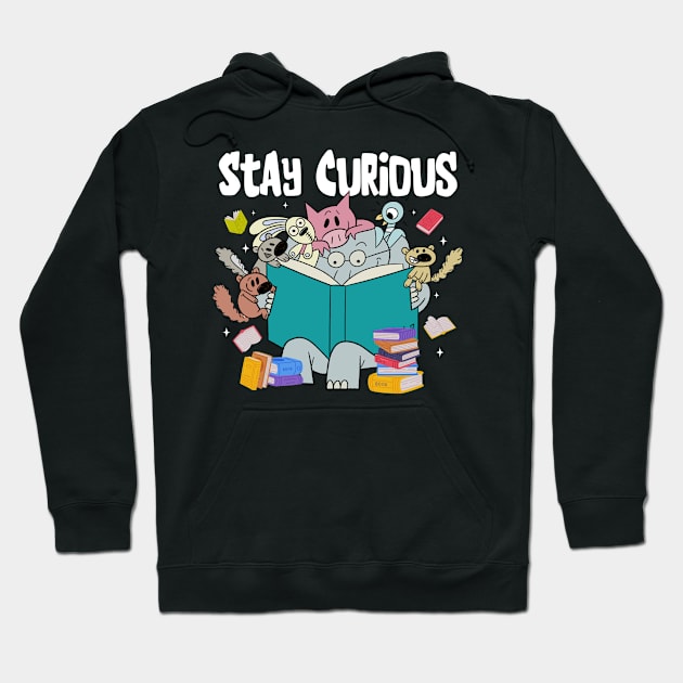 Stay Curious Animals Read Reading Book Librarian Hoodie by ttao4164
